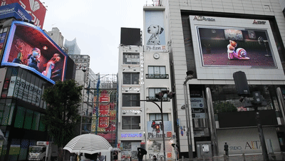 日本東京新宿  熱門手游CG裸眼3D雙屏秀  《最強蝸牛》